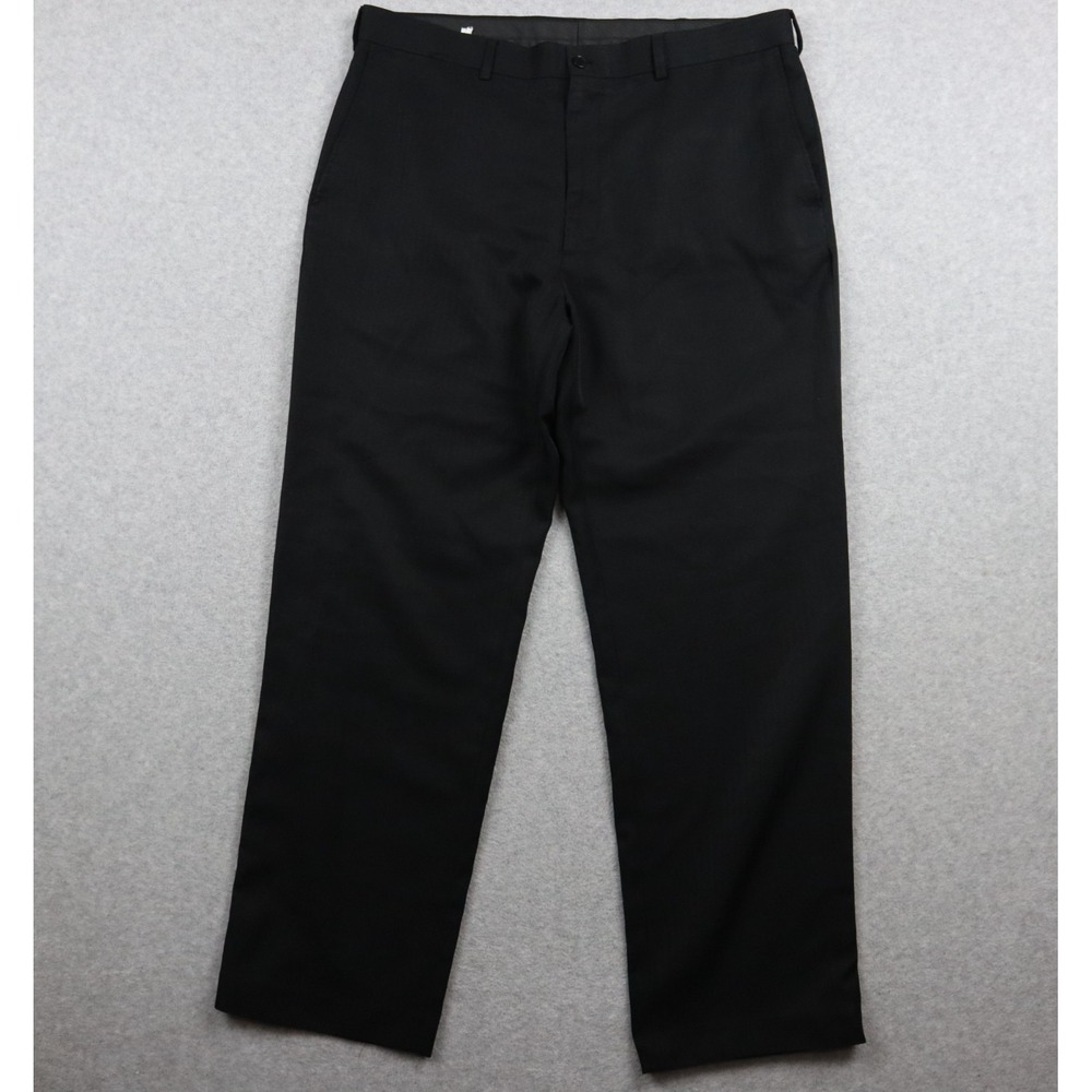 Cubavera Pants Mens 36x31 Dress Slacks Suit‎ Formal Flat Front Black Herringbone